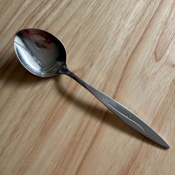 1 Pc Fantasy Sugar Spoon 1881 Rogers Oneida 6" Atomic MCM Stainless Flatware VTG - Picture 2 of 8